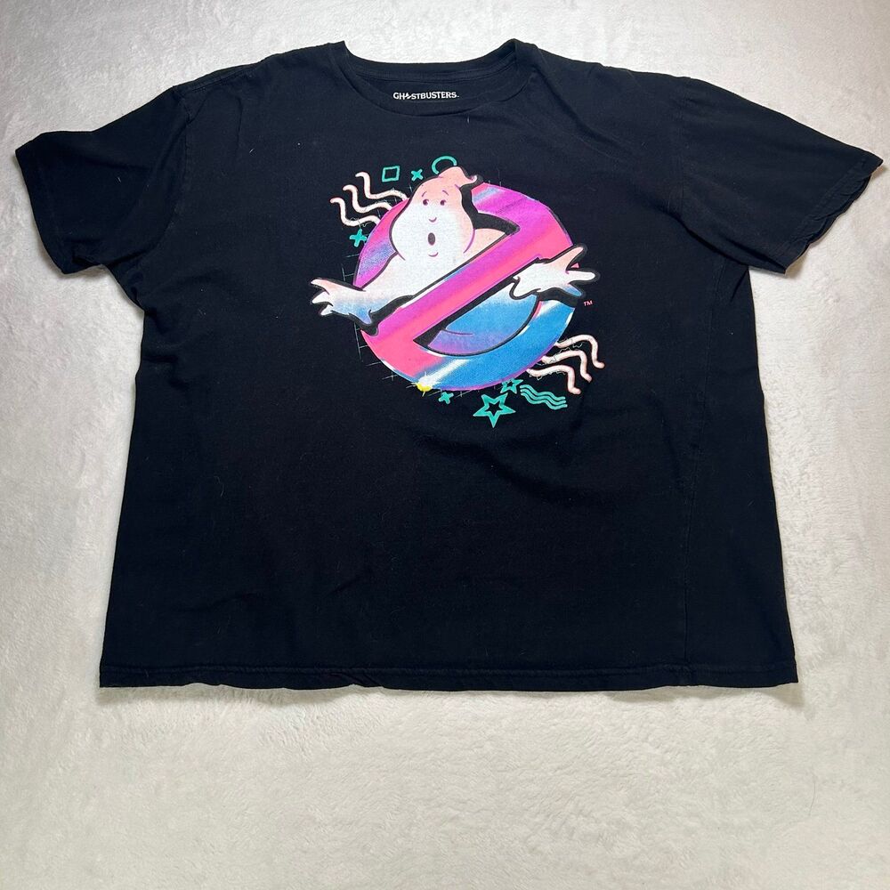 Ghostbusters Loot Wear Exclusive Neon Logo Graphic T-Shirt Black XL